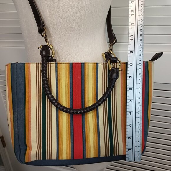 Relic Purse Striped Crossbody Satchel Tote Bag Colorful - Picture 5 of 9